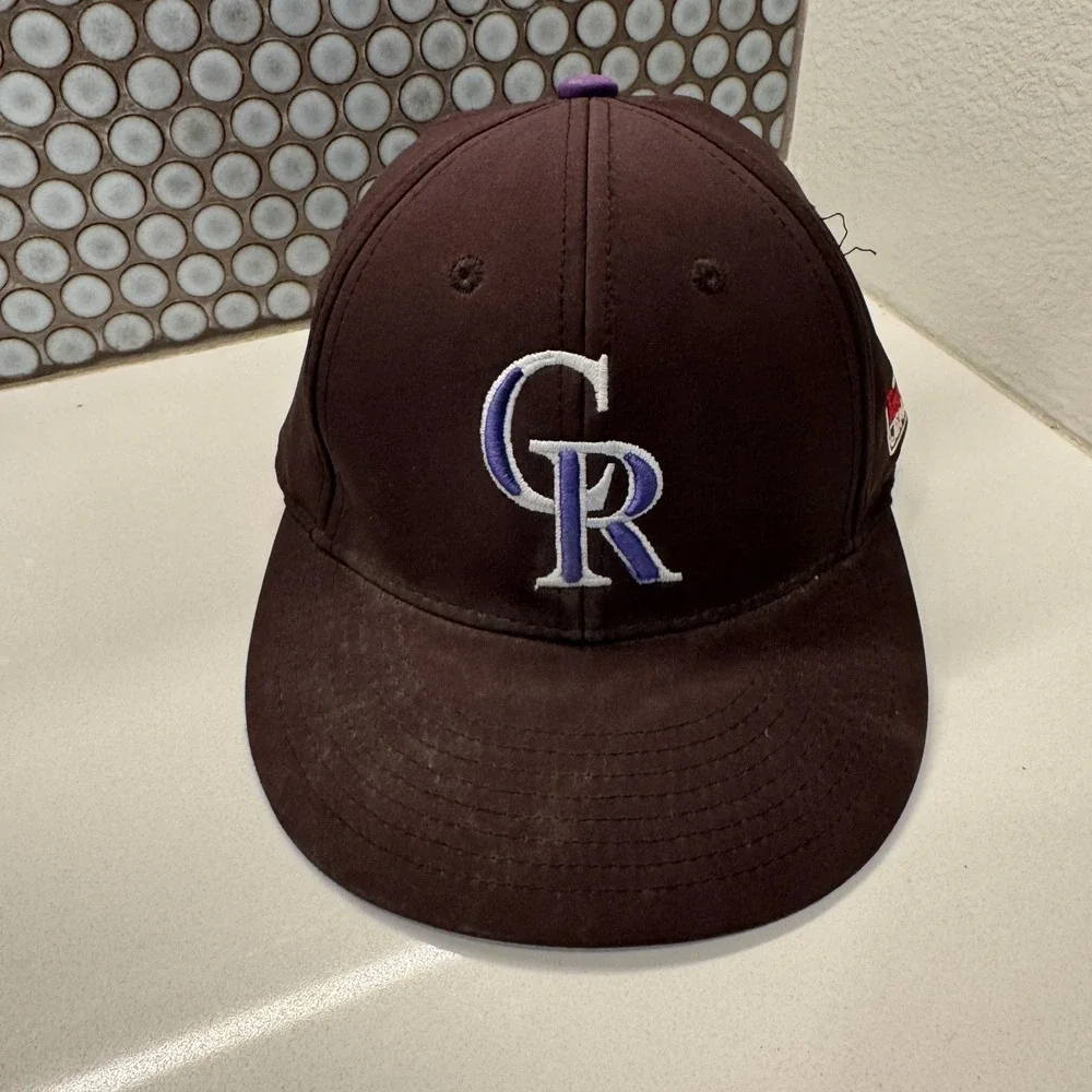 Vintage Colorado Rookies Hat Cap OC Sports Youth MLB Baseball Black Purple Strap